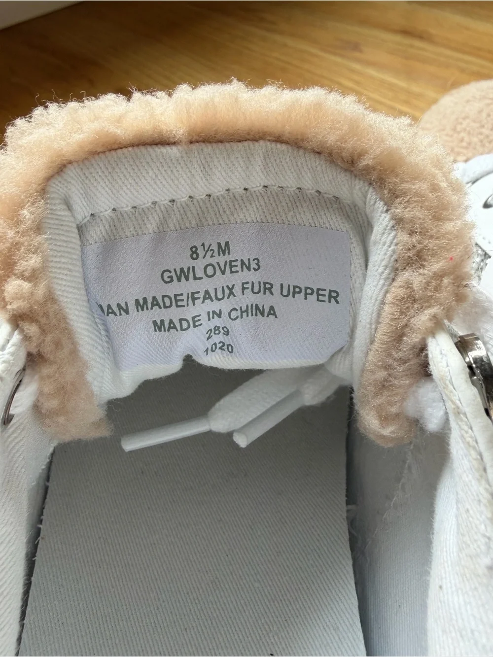 GUESS Women’s White Glitter Accent Teddy Trim Sneakers